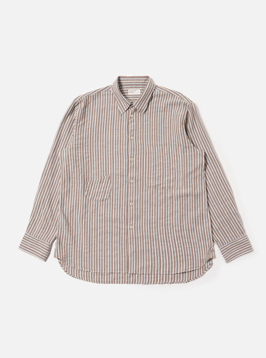 Universal Works Brown Madison Stripe Station Shirt