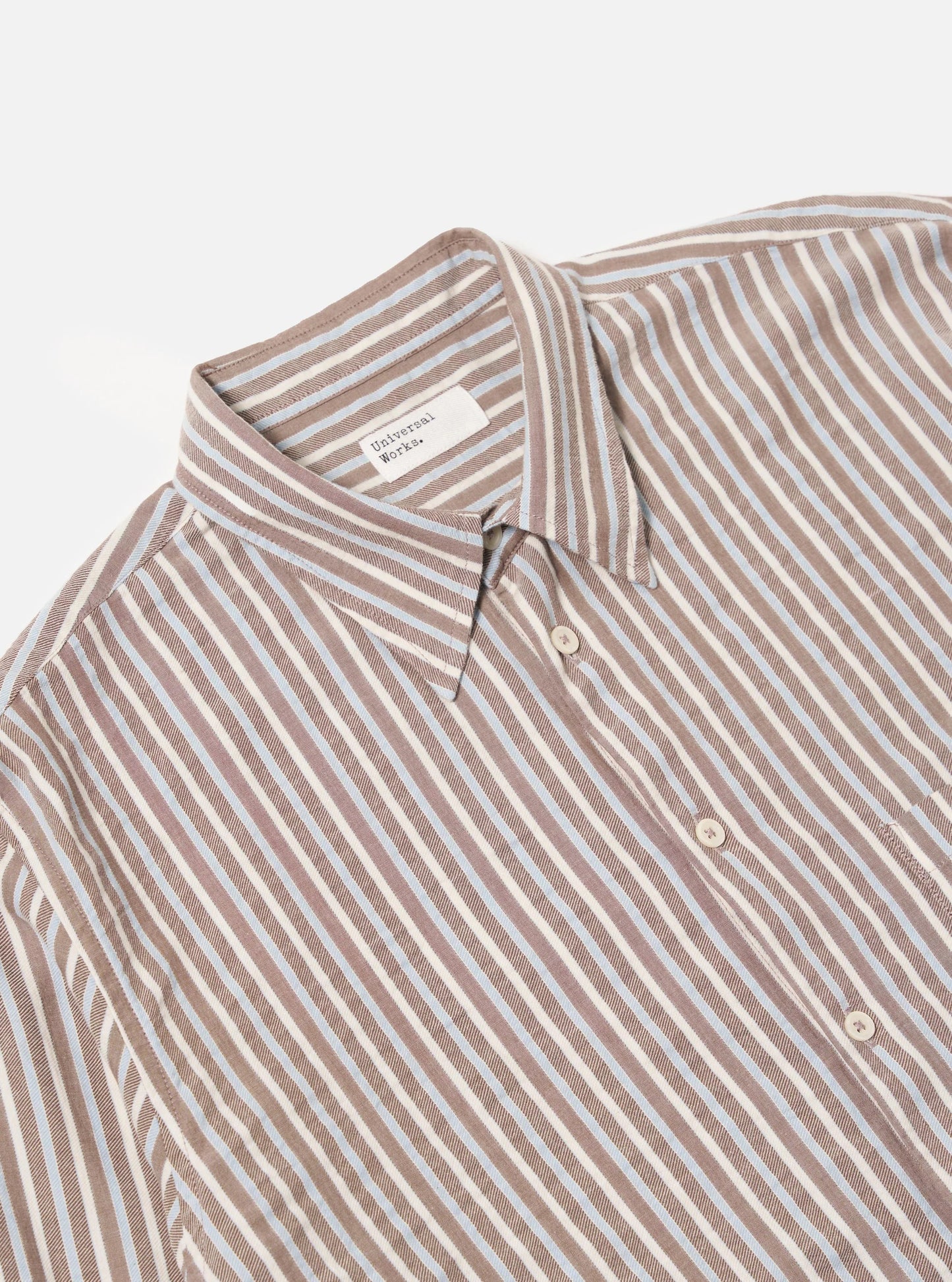 Universal Works Brown Madison Stripe Station Shirt