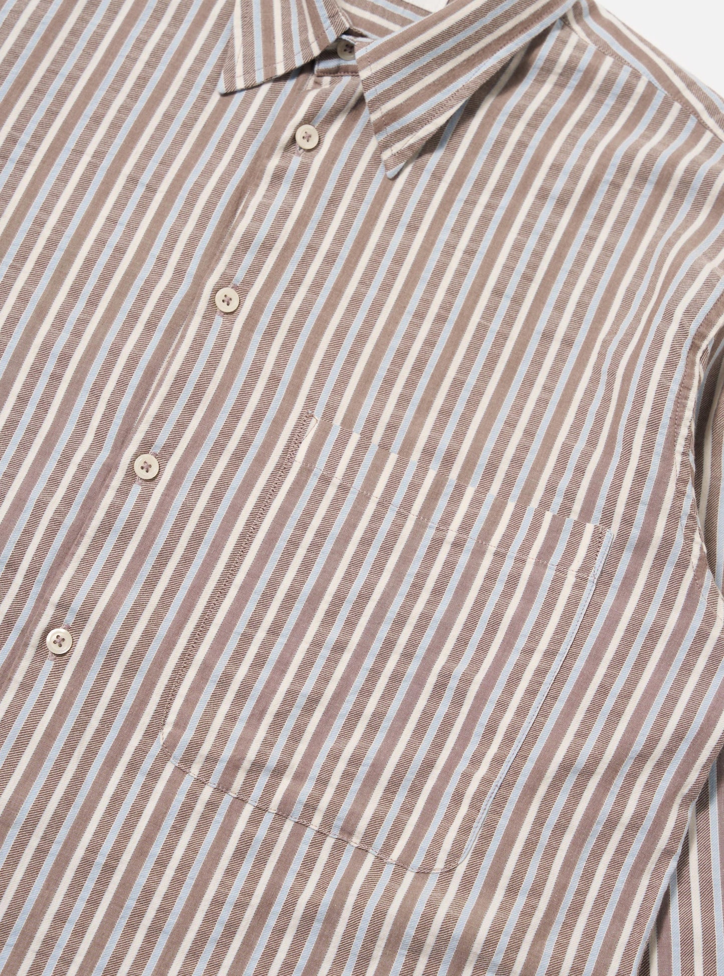 Universal Works Brown Madison Stripe Station Shirt