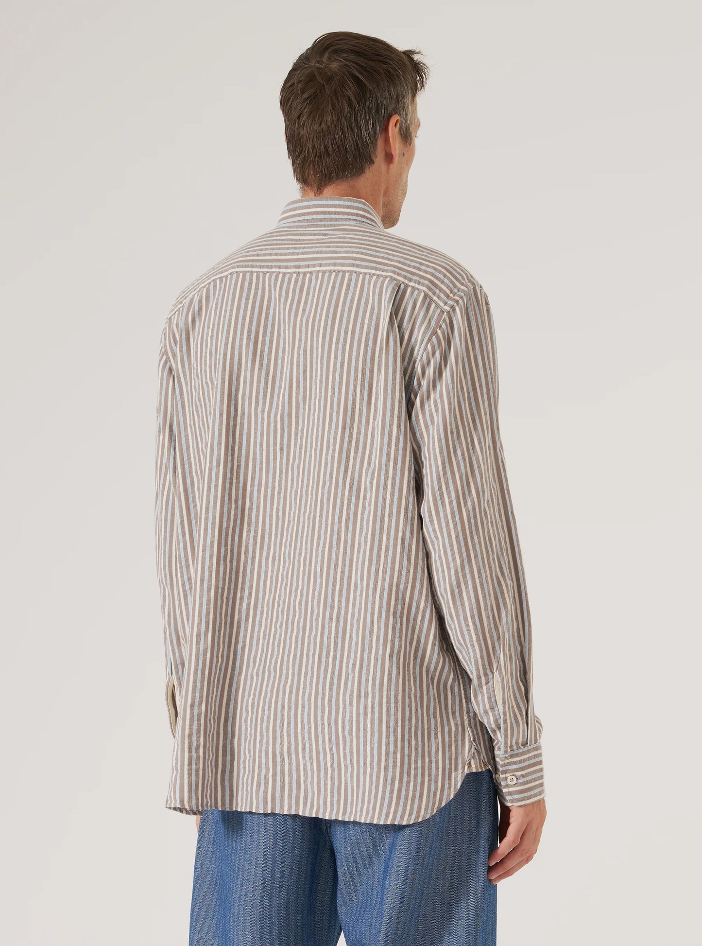 Universal Works Brown Madison Stripe Station Shirt