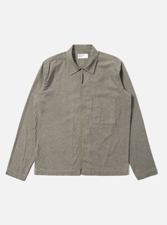 Universal Works Brown Brushed Flannel Zip Shirt