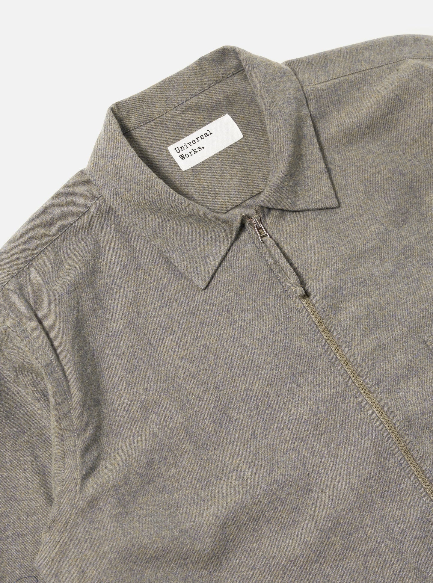 Universal Works Brown Brushed Flannel Zip Shirt