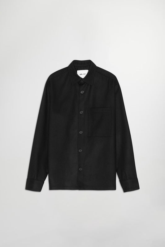 NN.07 Black Freddy Wool Blend Hybrid Overshirt