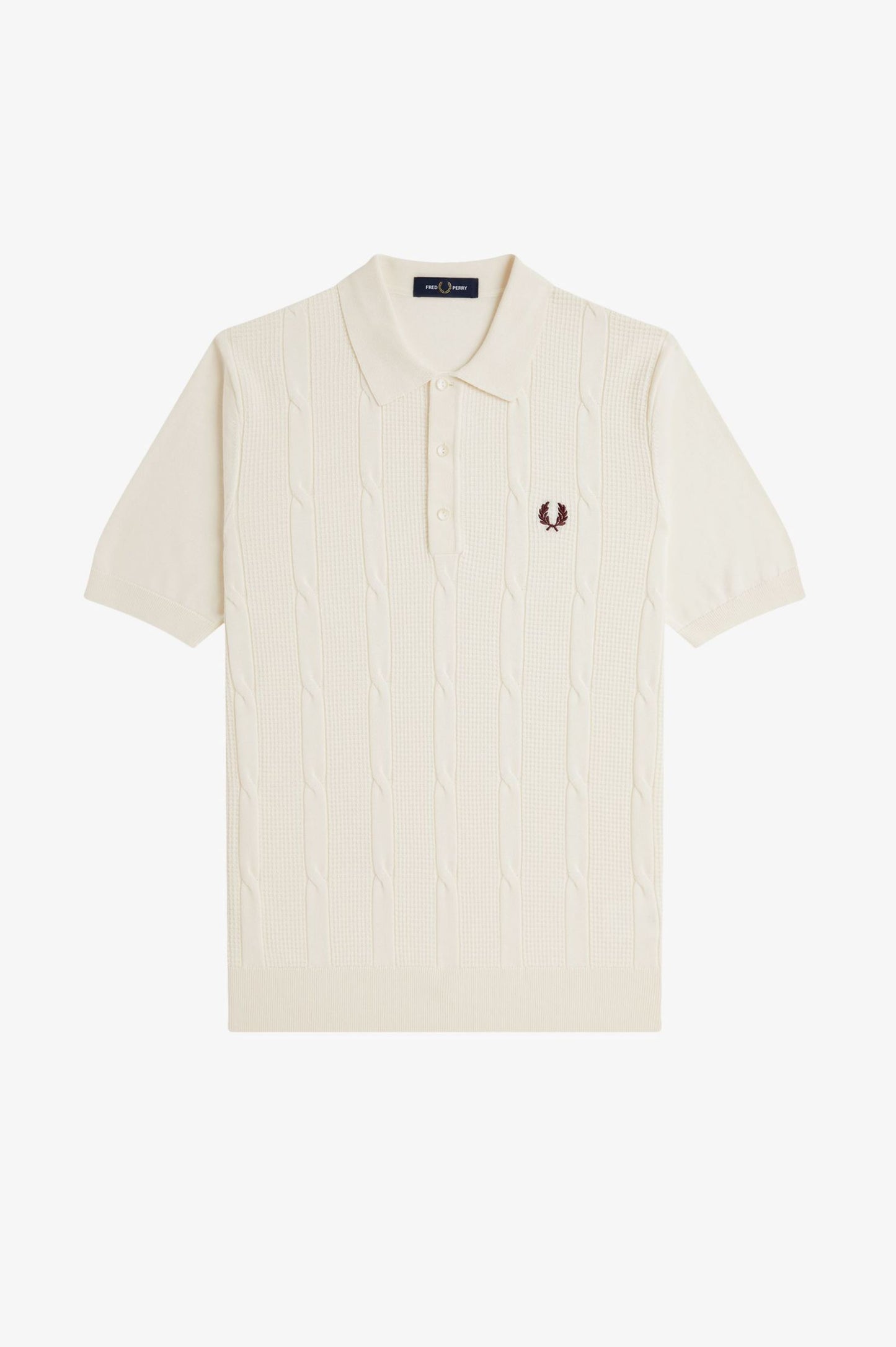 Fred Perry Ecru Textured Cable Knit Polo