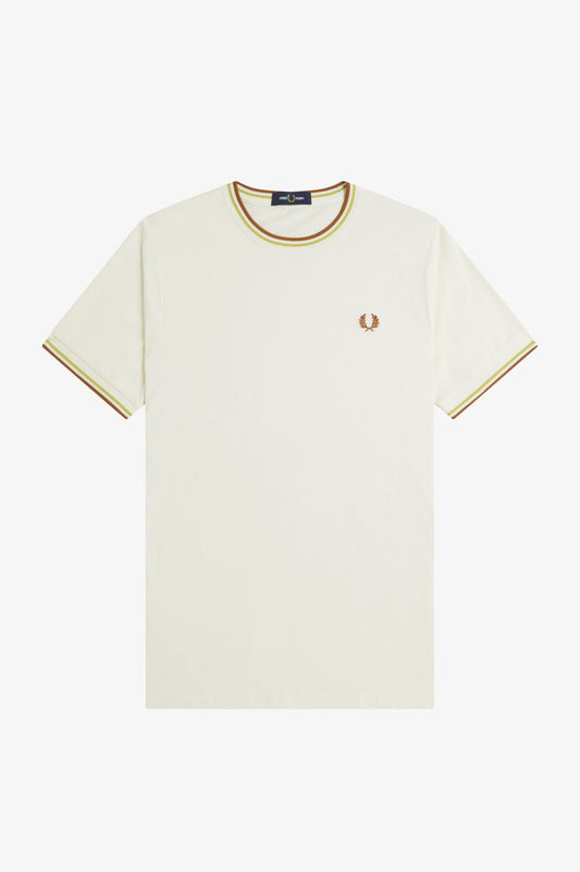 Fred Perry Ecru Twin Tipped T-Shirt