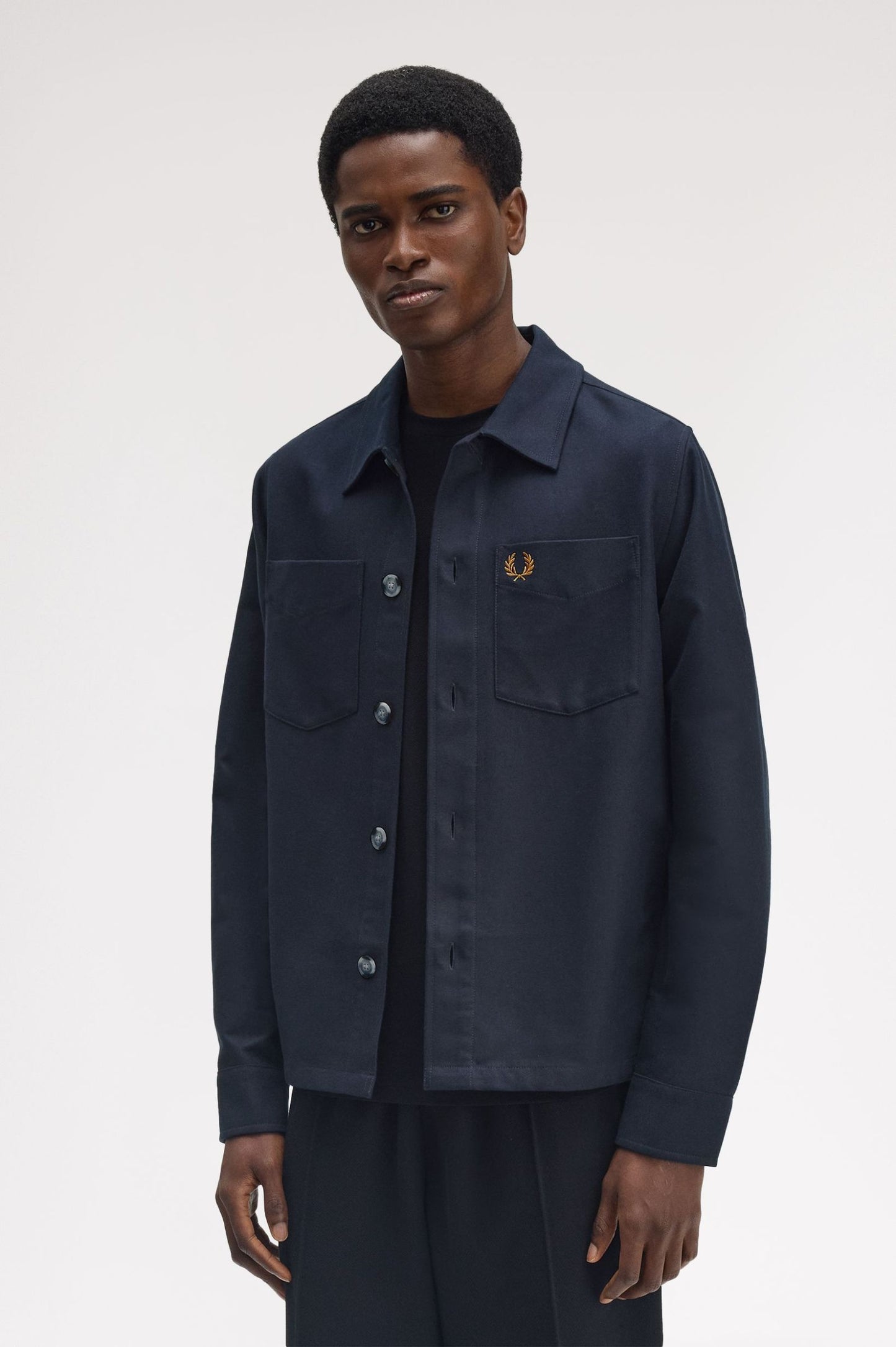 Fred Perry Navy Brushed Twill Overshirt