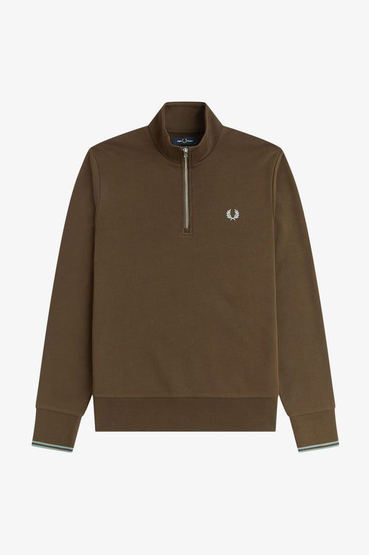 Fred Perry Burnt Tobacco / Stockport Blue Half Zip Sweatshirt