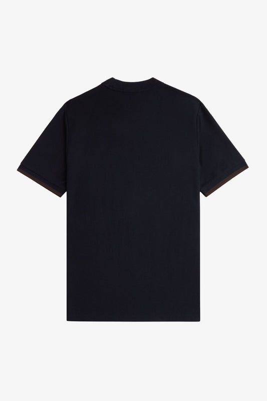 Fred Perry Navy Tipped Cuff Piqué T-Shirt