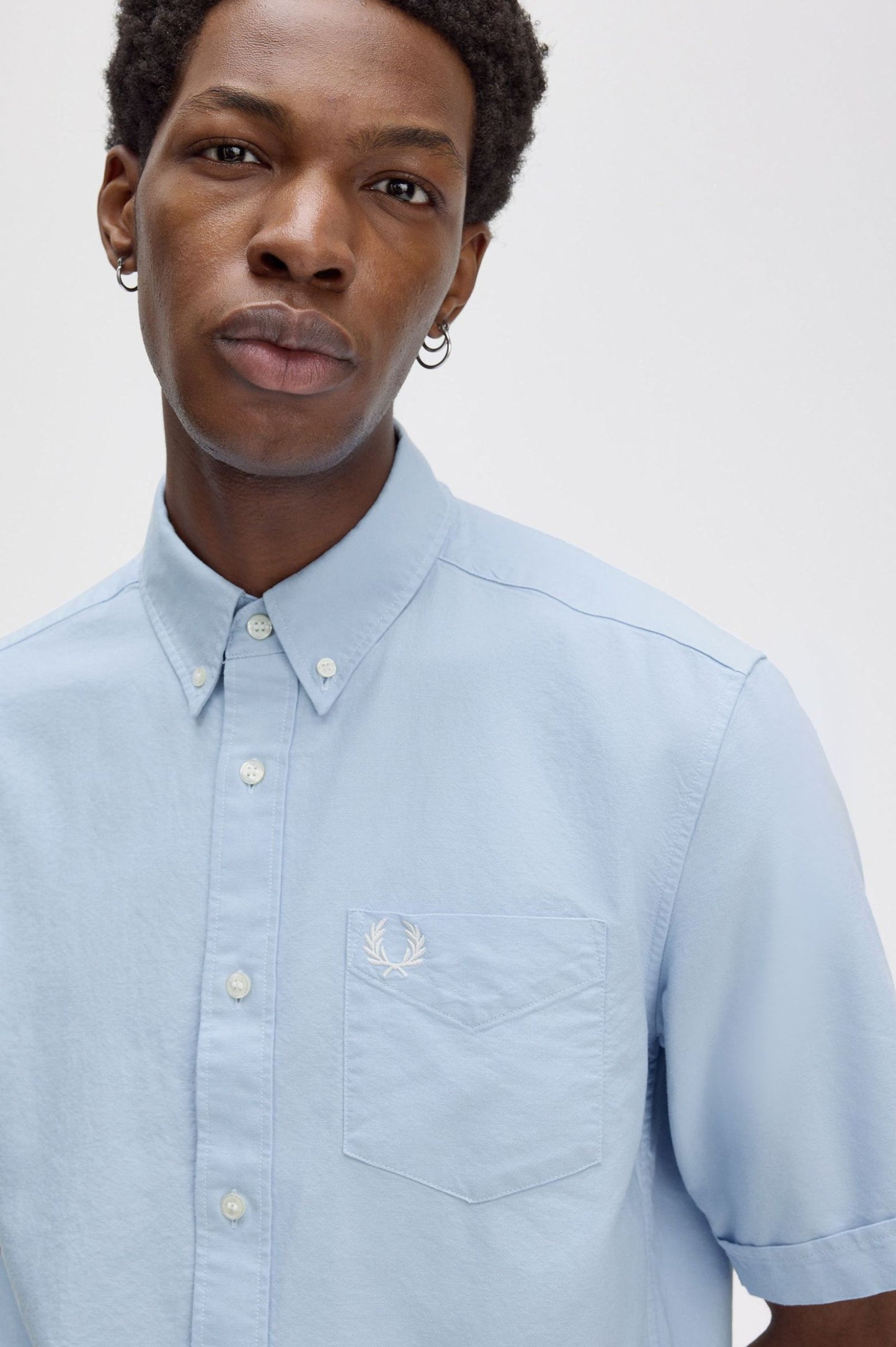 Fred Perry Light Smoke Short Sleeve Oxford Shirt