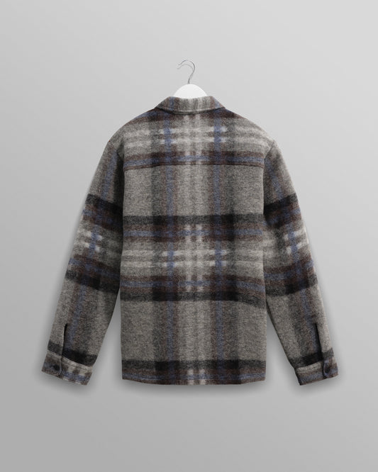 Wax London Grey/Blue Wool Overshirt