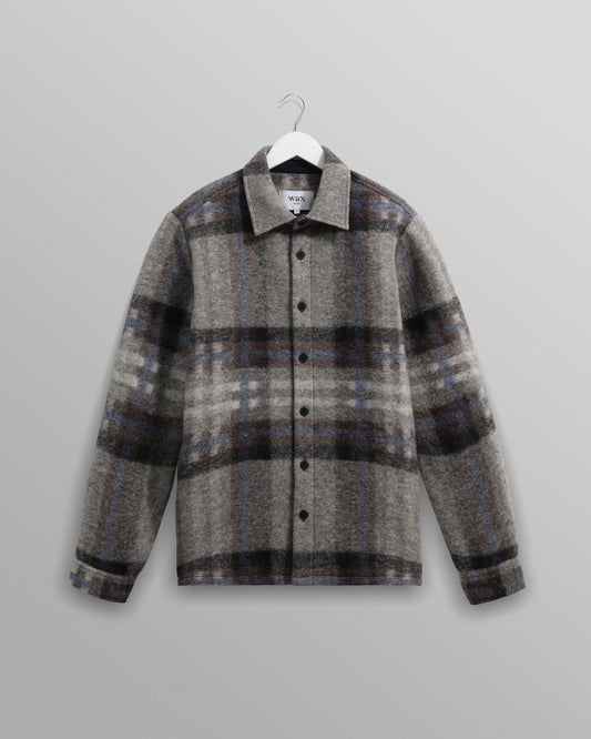 Wax London Grey/Blue Wool Overshirt