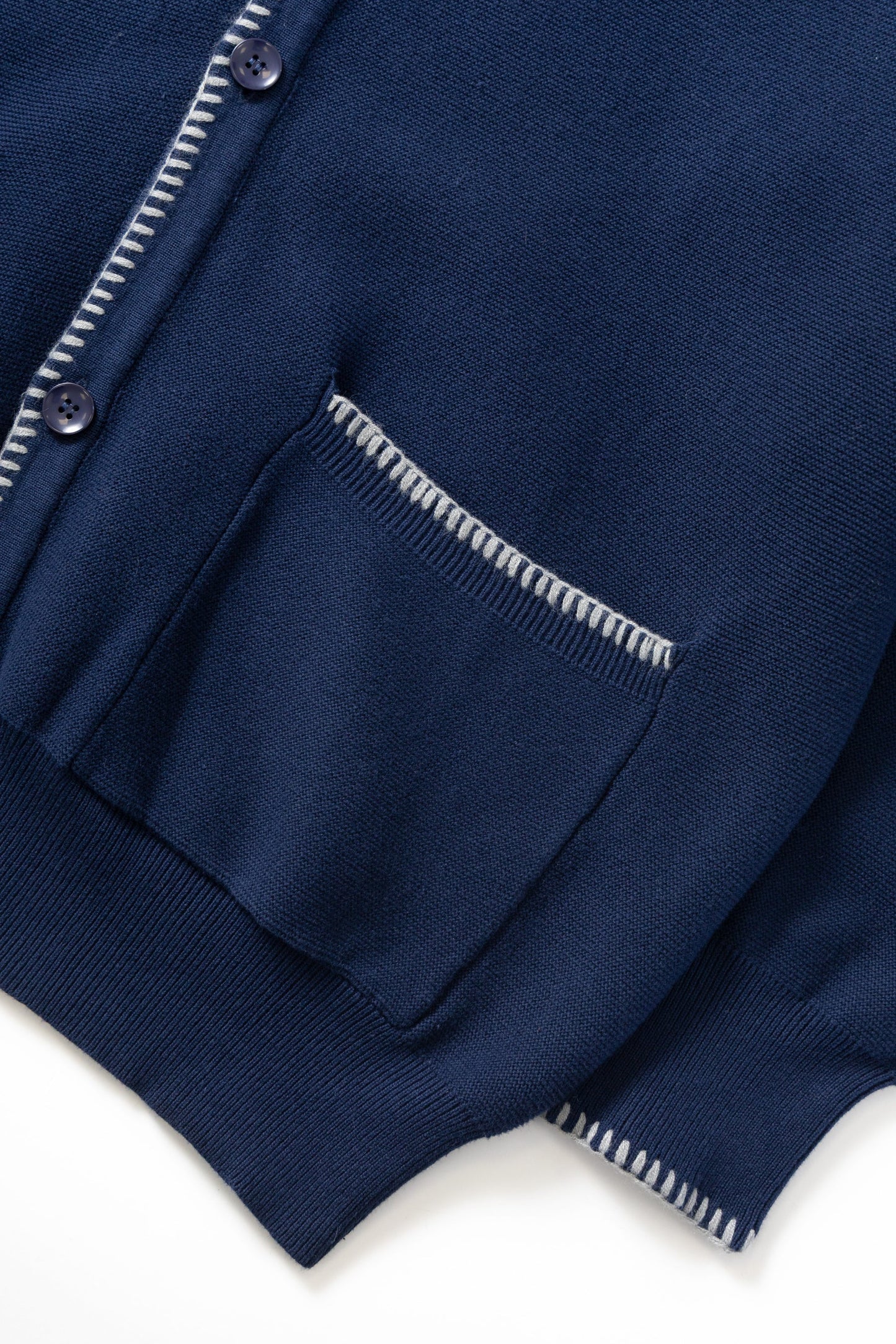 Service Works Navy Blanket Stitch Cardigan