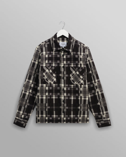 Wax London Black/Ecru Glitch Check Whiting Overshirt