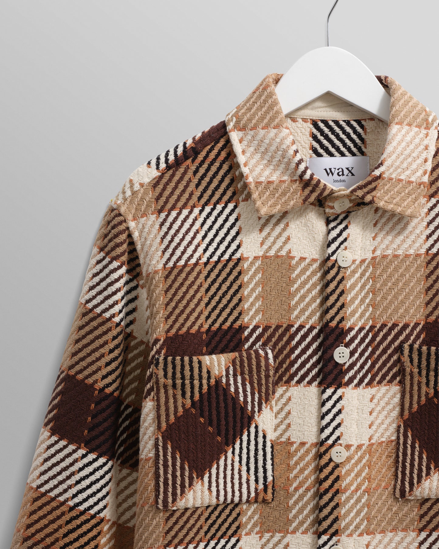 Wax London Natural/Brown Pike Check Overshirt