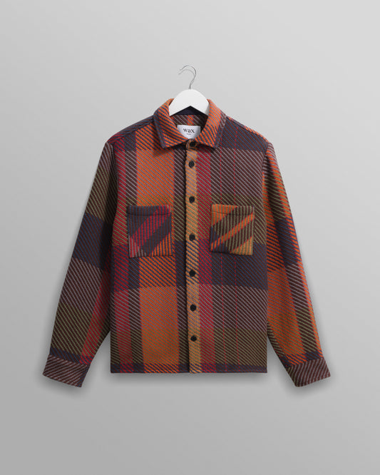 Wax London Tempo Orange Check Whiting Overshirt