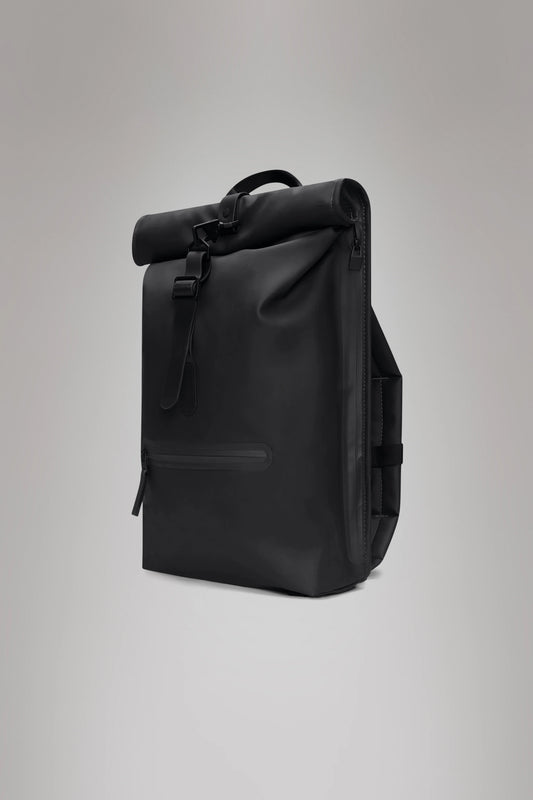RAINS Black Rolltop Rucksack