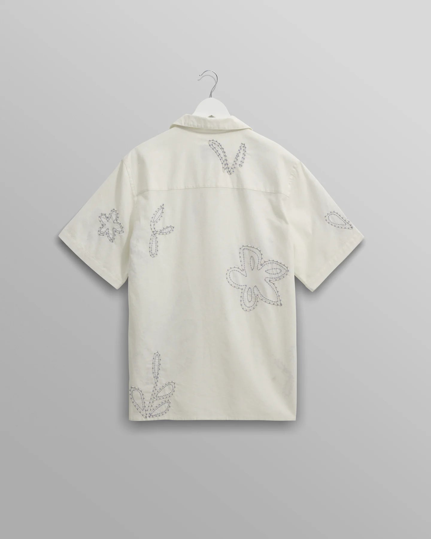 Wax London Ecru Floral Didcot Embroidered Short-Sleeve Shirt