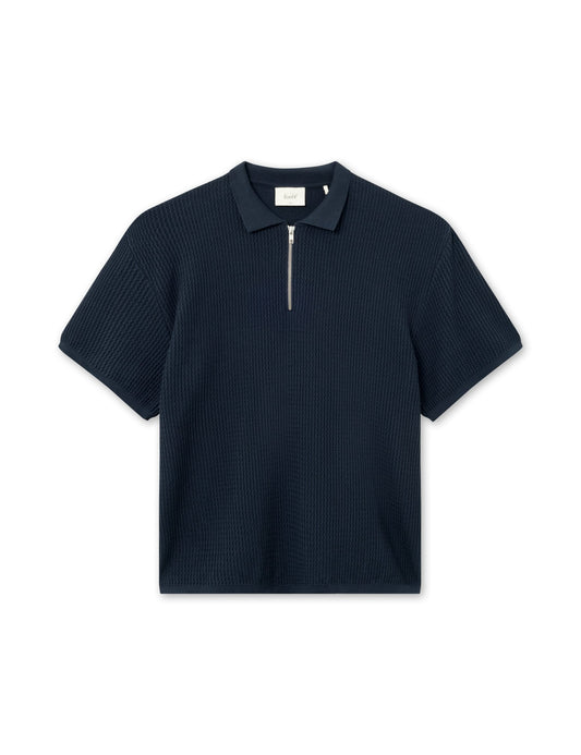 Forét Navy Moment Zip Polo