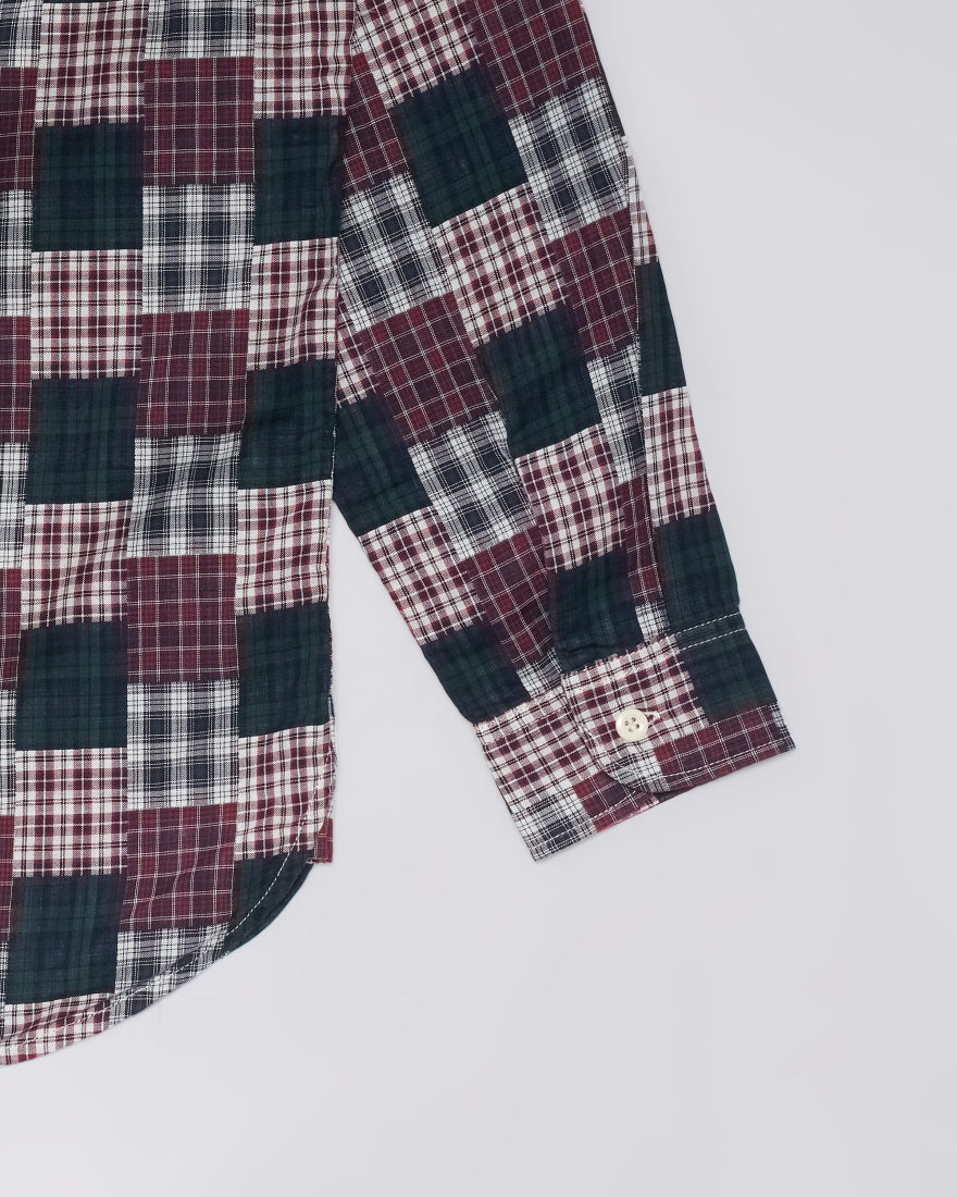 EDWIN Green/Red Random Patchwork Work Shirt