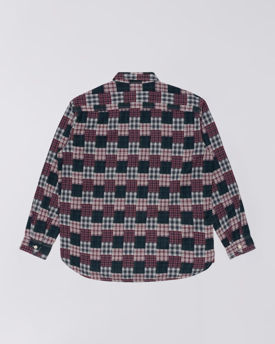 EDWIN Green/Red Random Patchwork Work Shirt