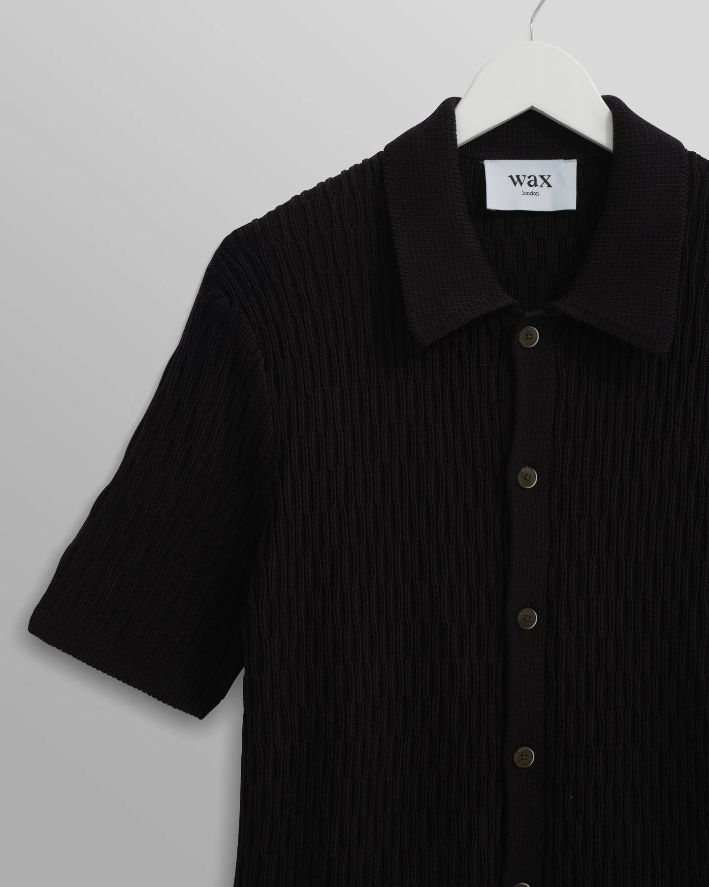 Wax London Navy Honeycomb Tallero Knitted Cotton Polo Shirt