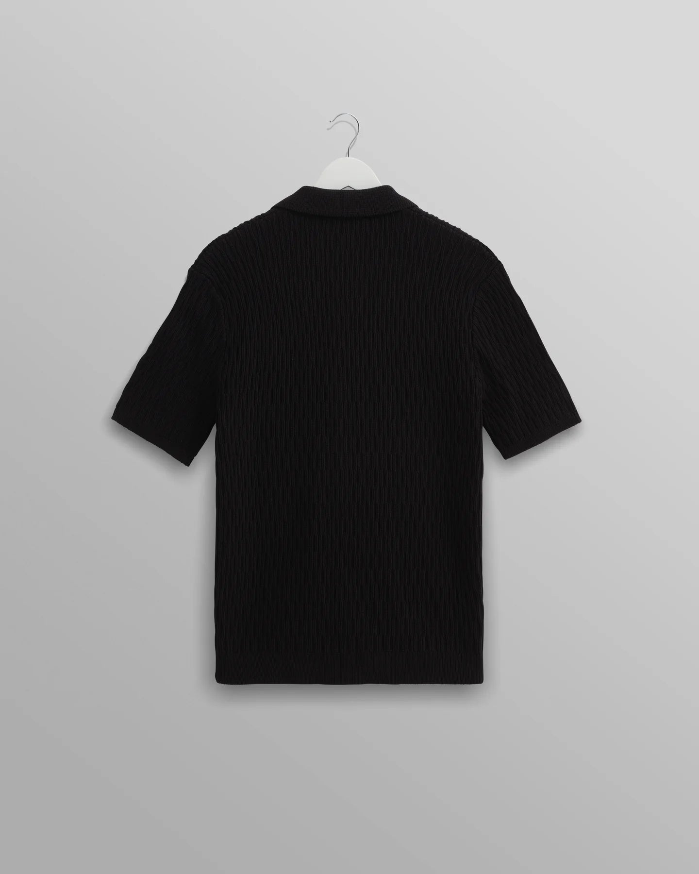 Wax London Navy Honeycomb Tallero Knitted Cotton Polo Shirt