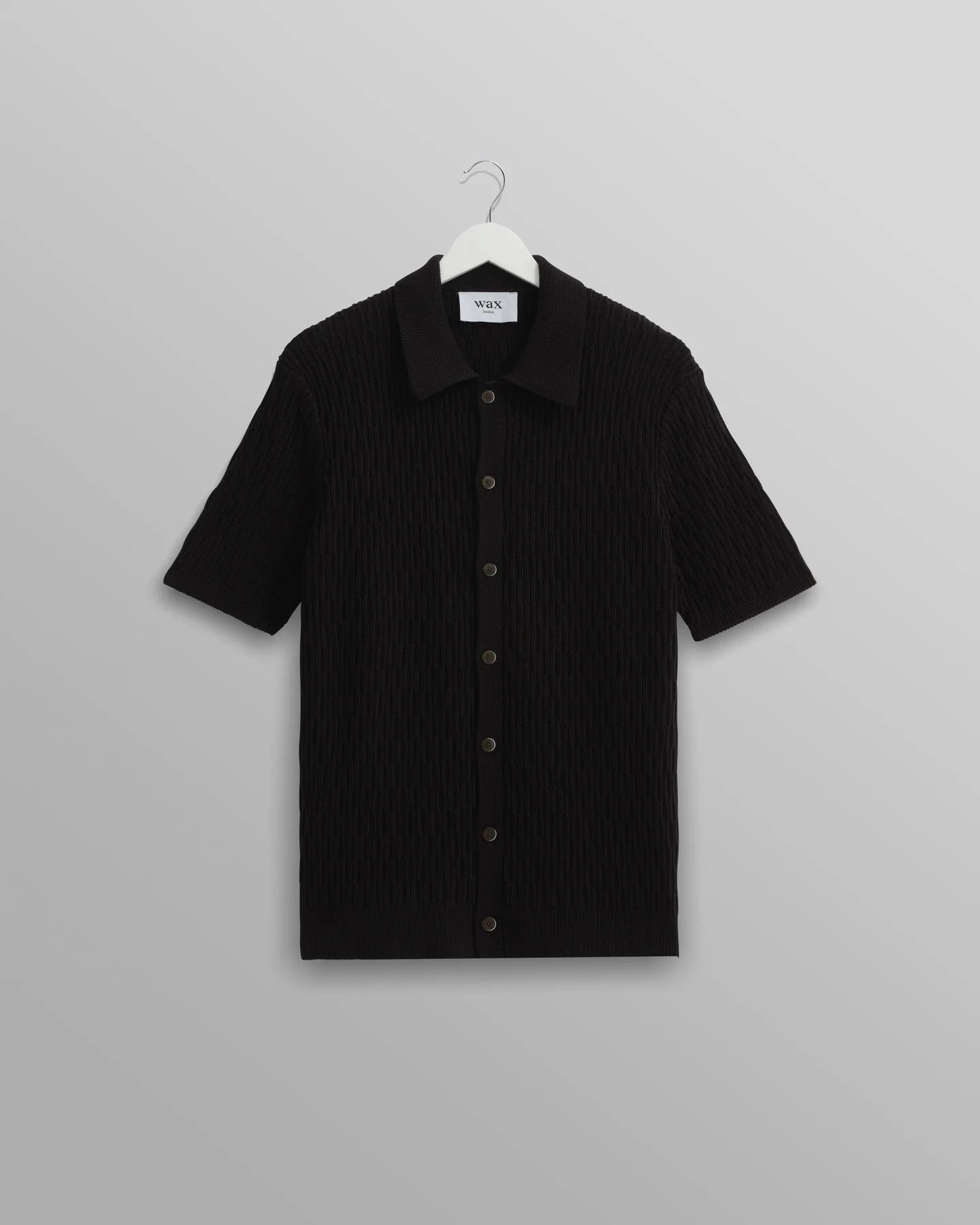 Wax London Navy Honeycomb Tallero Knitted Cotton Polo Shirt