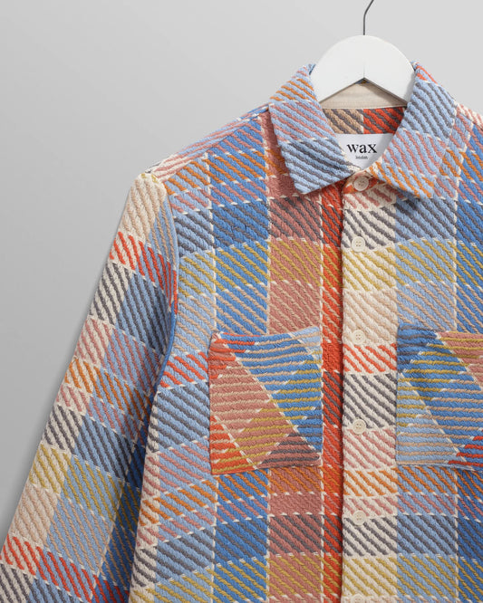 Wax London Blue And Orange Pike Check Overshirt