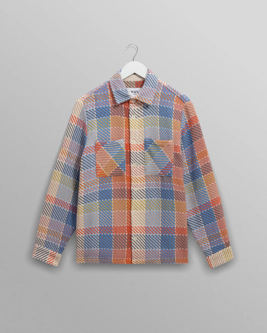 Wax London Blue And Orange Pike Check Overshirt