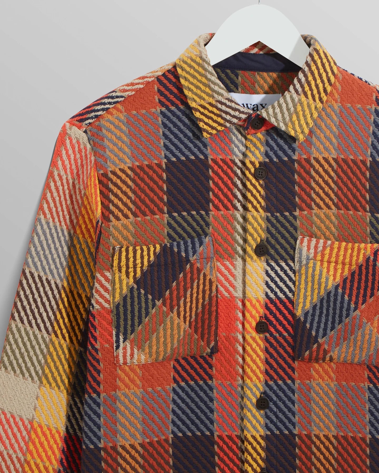 Wax London Orange Pike Check Whiting Overshirt